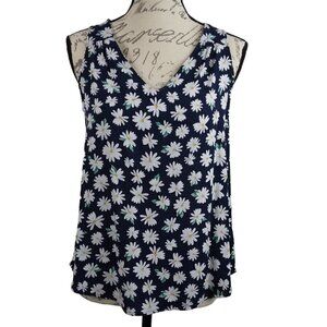 Old Navy | Sleeveless V-Neck Daisy Top Navy Pull On | Size S